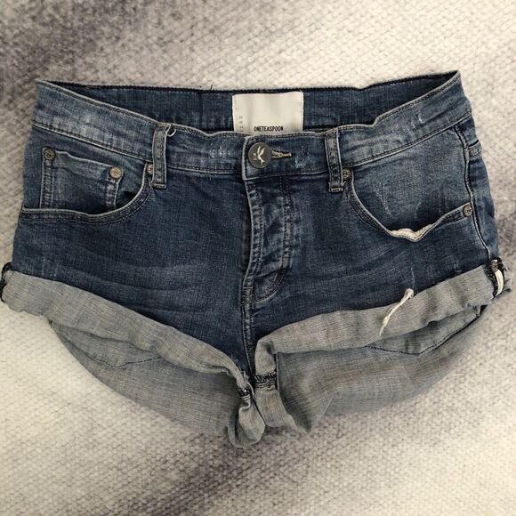 ONE TEASPOON Bandit Distressed Cut Off Jean Shorts Size 26 - Picture 2 of 14